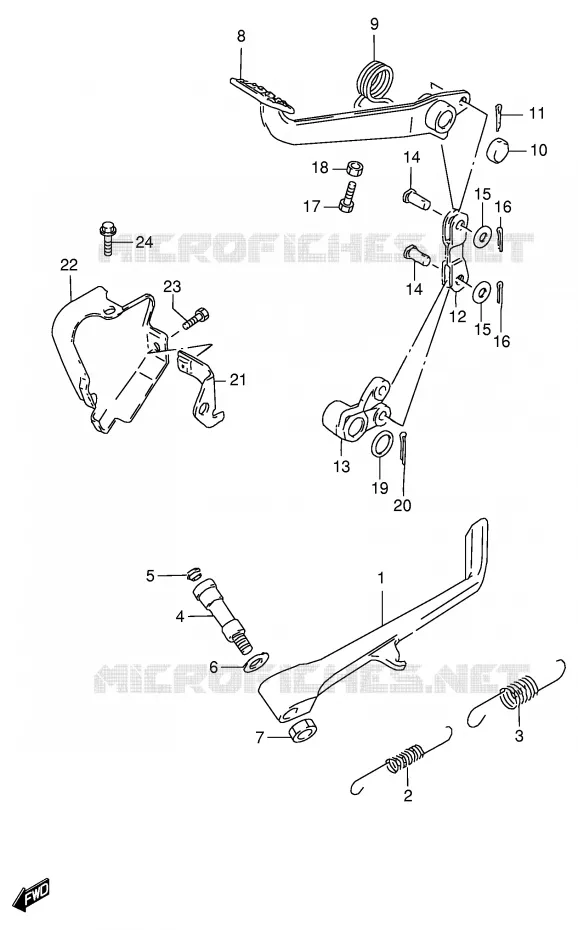 BEQUILLE LATERALE - PEDALE DE FREIN ARRIERE Suzuki MOTO 600 INTRUDER 1997  VS600GLUV(E2)