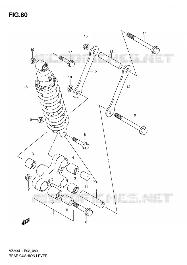 BIELLETTE DE SUSPENSION ARRIERE Suzuki MOTO 800 MARAUDER 2011  VZ800UEL1(E2)