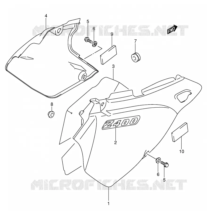 CARENAGES (MODEL Y/K1/K2) Suzuki MOTO 400 DR-Z 2002  DR-Z400K2(E3/E28)
