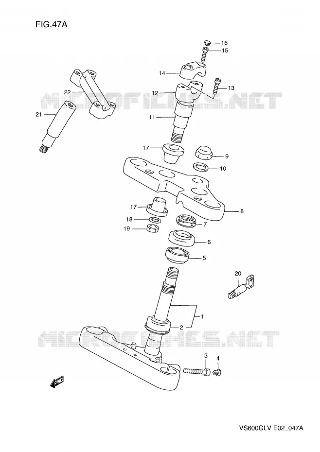 COLONNE DE DIRECTION (MODELE T/V) Suzuki MOTO 600 INTRUDER 1997  VS600GLV(E2)