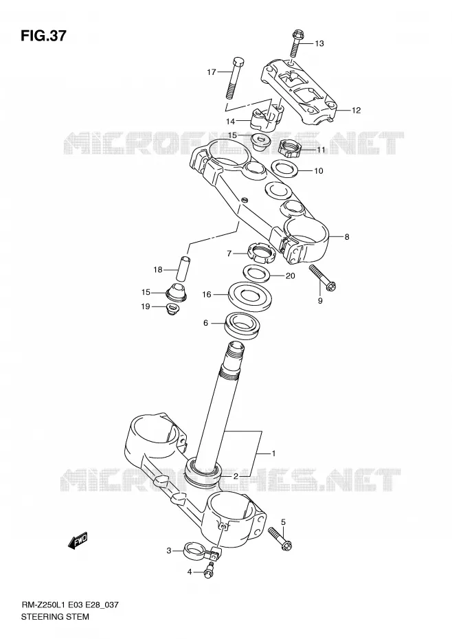COLONNE DE DIRECTION Suzuki MOTO 250 RM-Z 2011  RM-Z250L1(E3/E28)
