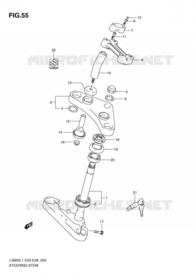 COLONNE DE DIRECTION Suzuki MOTO 650 BOULEVARD 2011  LS650L1(E3/E28)