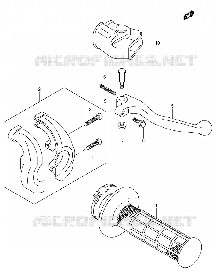 ENSEMBLE LEVIER - POIGNEE DROITE Suzuki MOTO 400 DR-Z 2003  DR-Z400EK3(E3/E28)