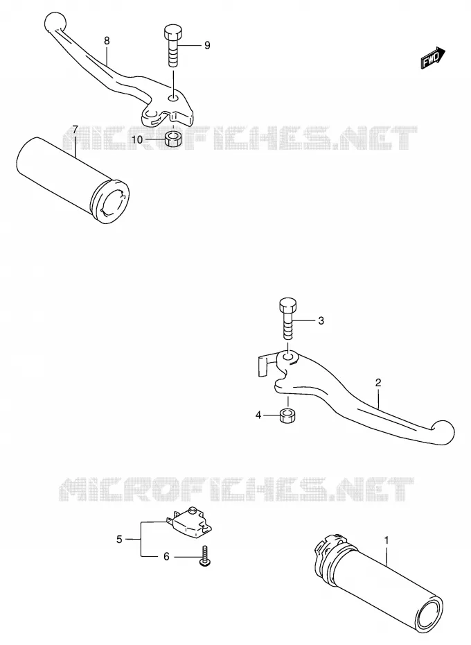 ENSEMBLE LEVIERS - POIGNEES Suzuki MOTO 600 INTRUDER 1997  VS600GLV(E2)