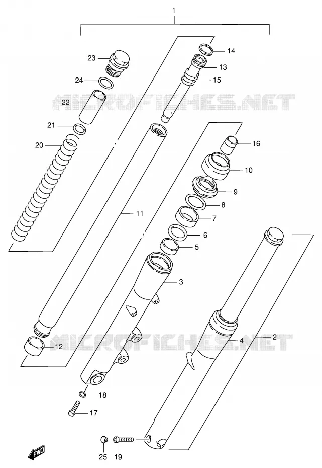FOURCHE AVANT (MODELE T/V) Suzuki MOTO 600 INTRUDER 1996  VS600GLFT(E2)