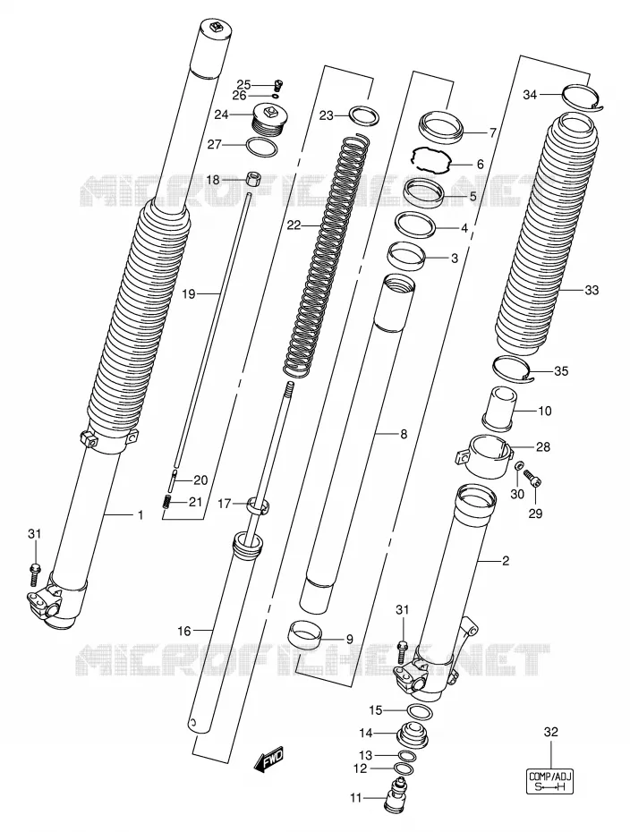 FOURCHE Suzuki MOTO 400 DR-Z 2000  DR-Z400Y(E3/E28)