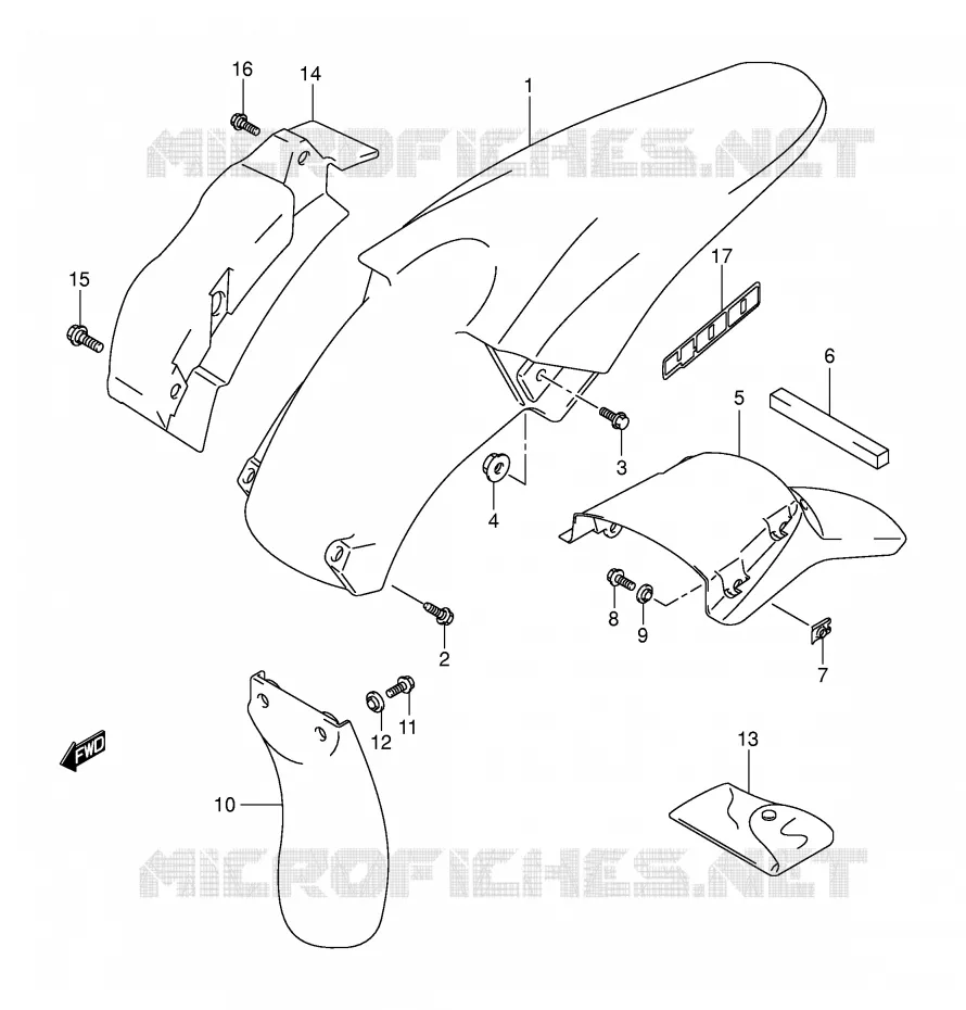 GARDE BOUE ARRIERE (MODELE Y/K1/K2/K3) Suzuki MOTO 400 DR-Z 2002  DR-Z400EK2(E3/E28)