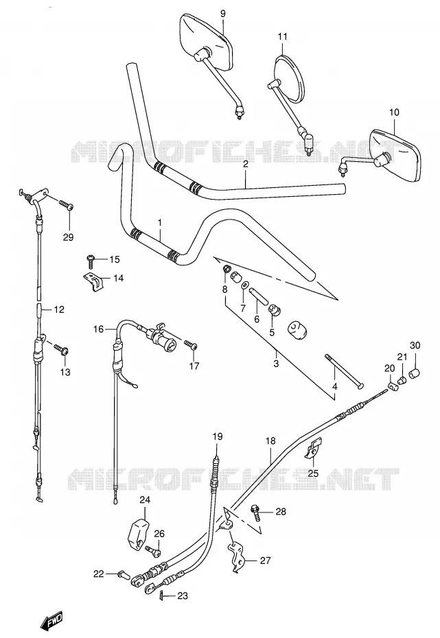 GUIDON (MODELE V) Suzuki MOTO 600 INTRUDER 1996  VS600GLFT(E2)