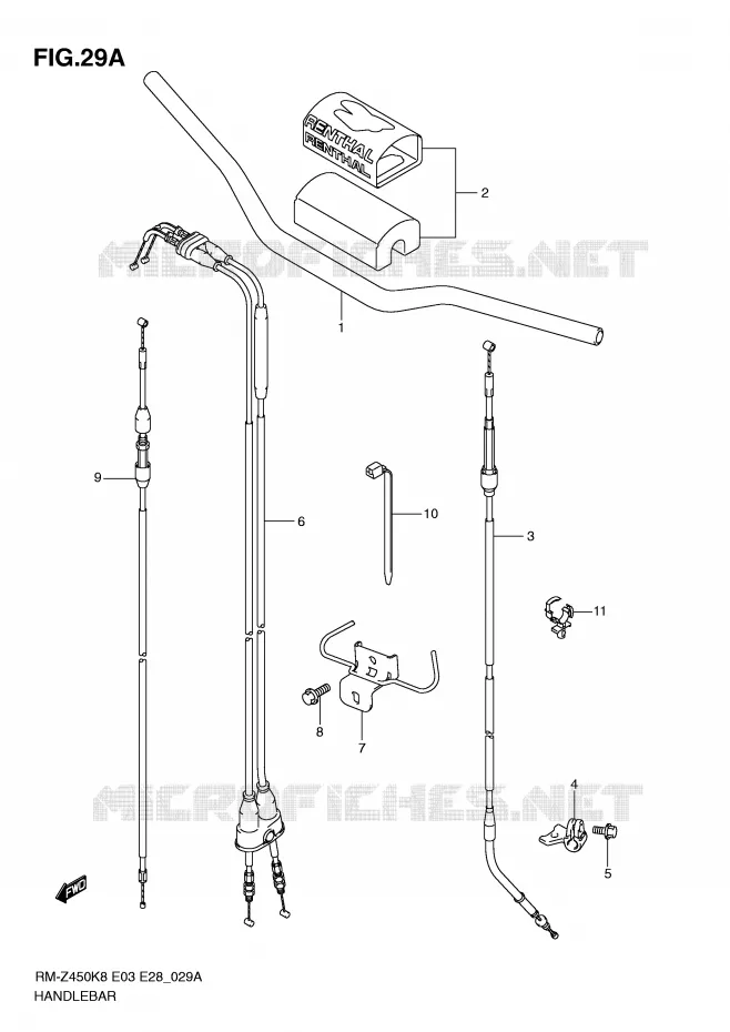 GUIDON (RM-Z450L1) Suzuki MOTO 450 RM-Z 2008  RM-Z450K8(E3/E28)