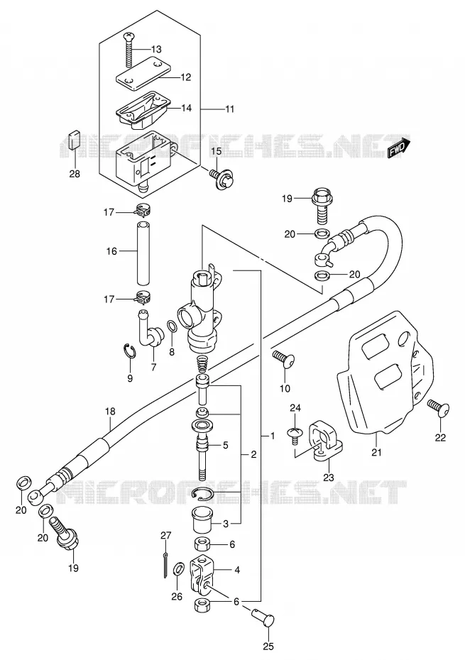 MAITRE CYLINDRE ARRIERE Suzuki MOTO 400 DR-Z 2000  DR-Z400Y(E3/E28)