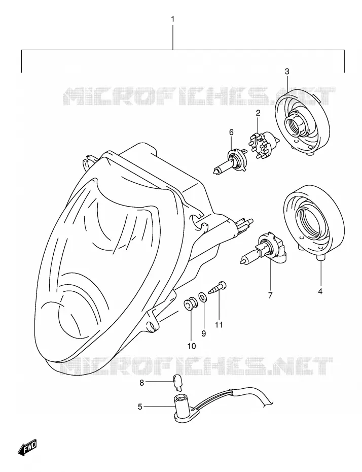 PHARE (E19,P37) Suzuki MOTO 1300 HAYABUSA 2000  GSX1300RY(E2)