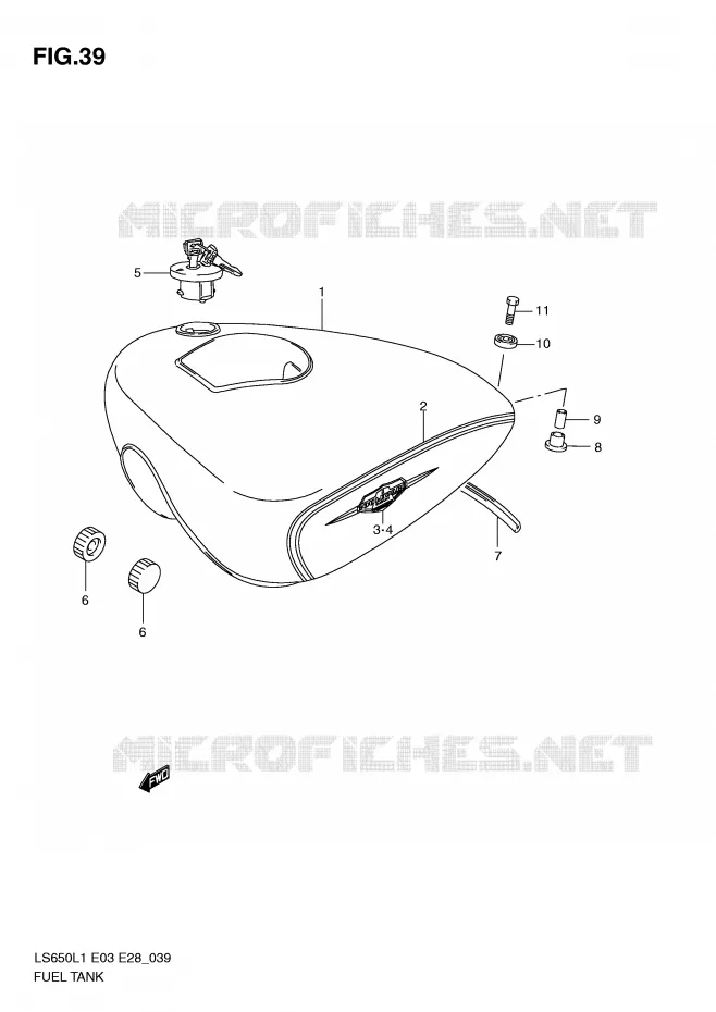 RESERVOIR D'ESSENCE (LS650L1 E3) Suzuki MOTO 650 BOULEVARD 2011  LS650L1(E3/E28)