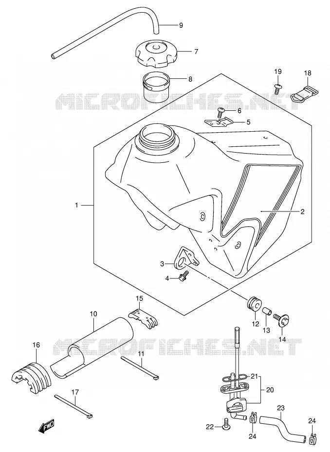 RESERVOIR D'ESSENCE (MODELE K1) Suzuki MOTO 400 DR-Z 2001  DR-Z400K1(E3/E28)