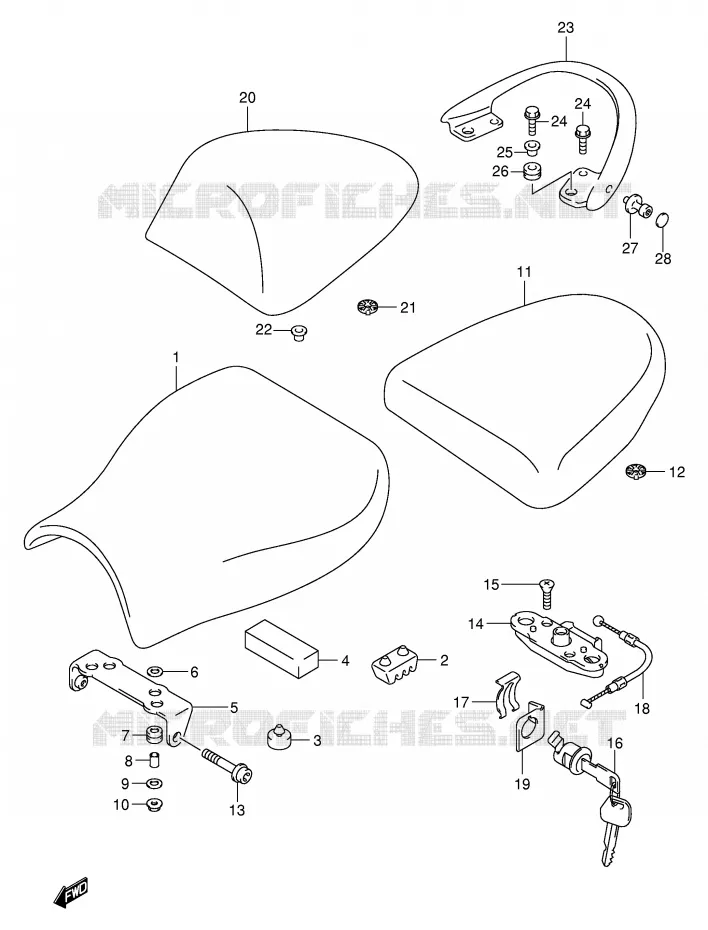SELLE (MODELE K1) Suzuki MOTO 1300 HAYABUSA 2003  GSX1300RUZK3(E2)