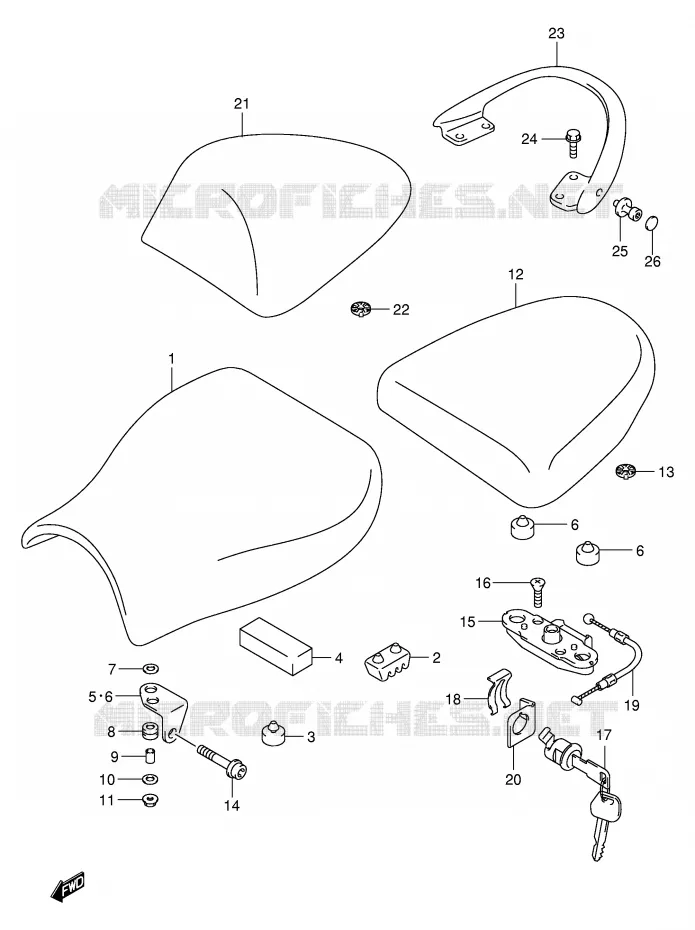 SELLE (MODELE X/Y) Suzuki MOTO 1300 HAYABUSA 2000  GSX1300RU2Y(E2)