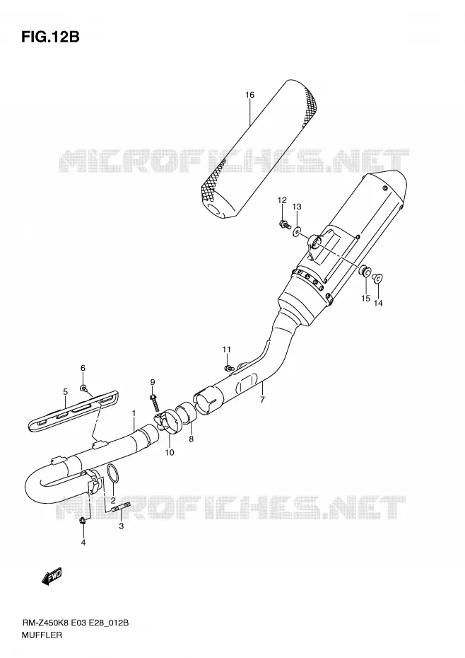 SILENCIEUX (RM-Z450L1) Suzuki MOTO 450 RM-Z 2010  RM-Z450L0(E3/E28)