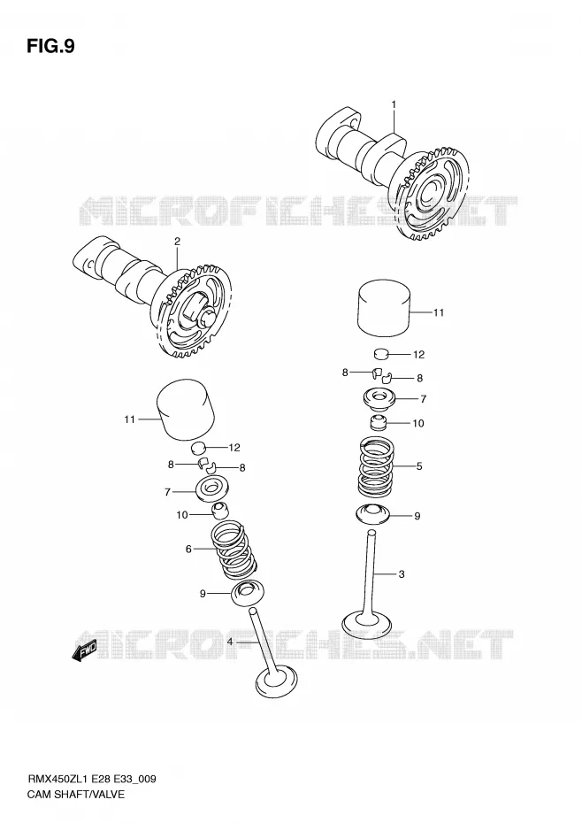 ARBRE A CAMES - SOUPAPES Suzuki MOTO 450 RMX-Z 2011  RMX450ZL1(E28/E33)