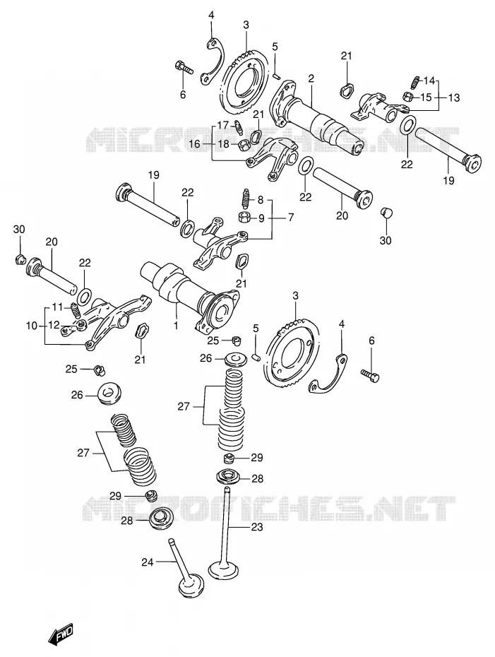 ARBRE A CAMES - SOUPAPES Suzuki MOTO 600 INTRUDER 1995  VS600GLS(E2)