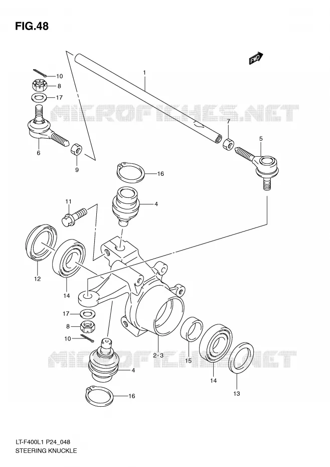 BIELLETTES DE DIRECTION - MOYEU Suzuki QUAD 400 KINGQUAD 2011  LT-F400L1(P24)