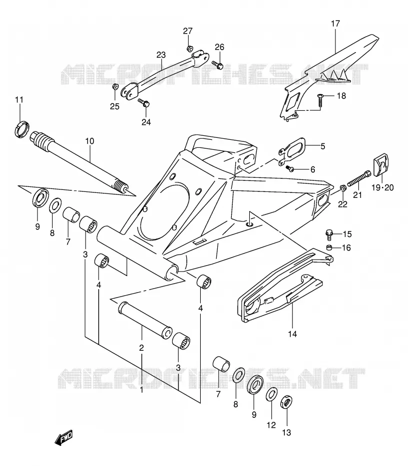 BRAS OSCILLANT ARRIERE (MODELE X/Y/K1/K2) Suzuki MOTO 1300 HAYABUSA 2003  GSX1300RZK3(E2)
