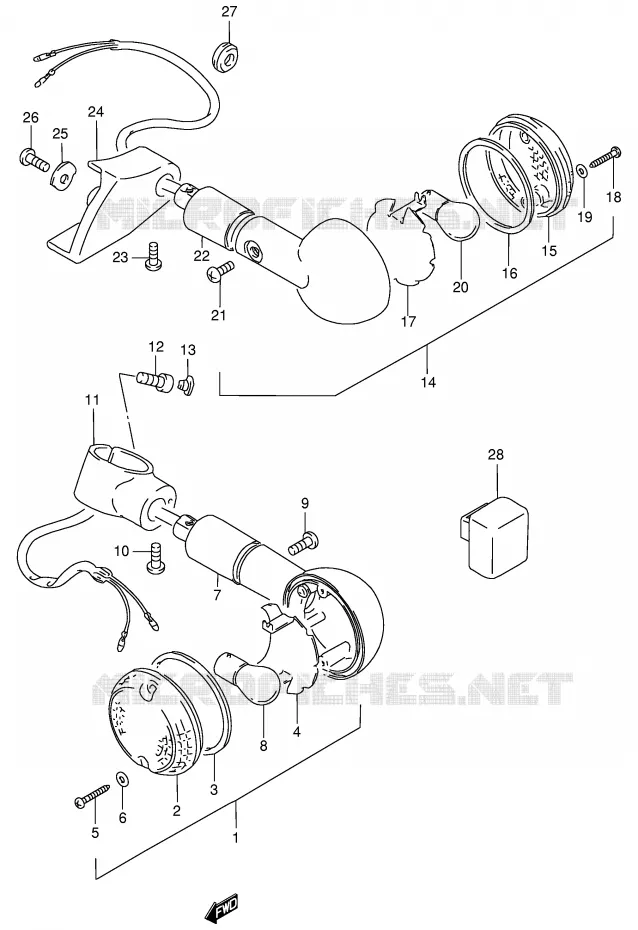 CLIGNOTANTS (MODELE S) Suzuki MOTO 600 INTRUDER 1995  VS600GLS(E2)