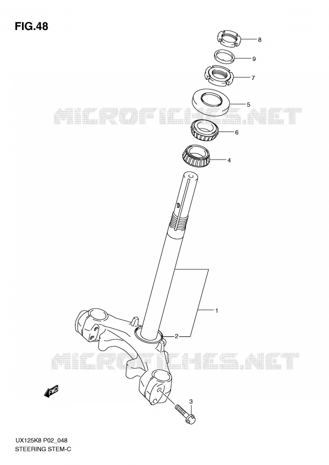 COLONNE DE DIRECTION Suzuki SCOOTER 125 SIXTEEN 2008  UX125K8(P02)