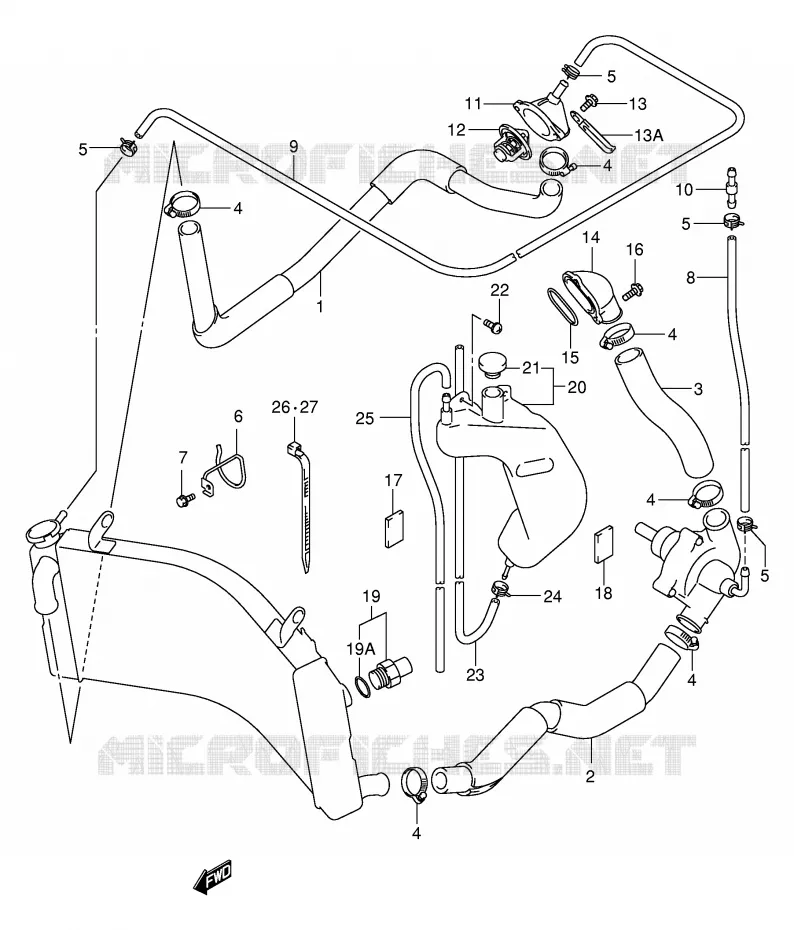 DURITE DE RADIATEUR Suzuki MOTO 1300 HAYABUSA 2002  GSX1300RU2K2(E2)