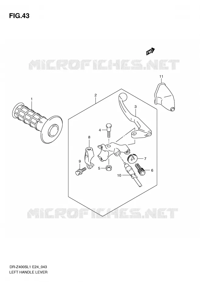 ENSEMBLE LEVIER - POIGNEE GAUCHE Suzuki MOTO 400 DR-Z 2011  DR-Z400SL1(E24)