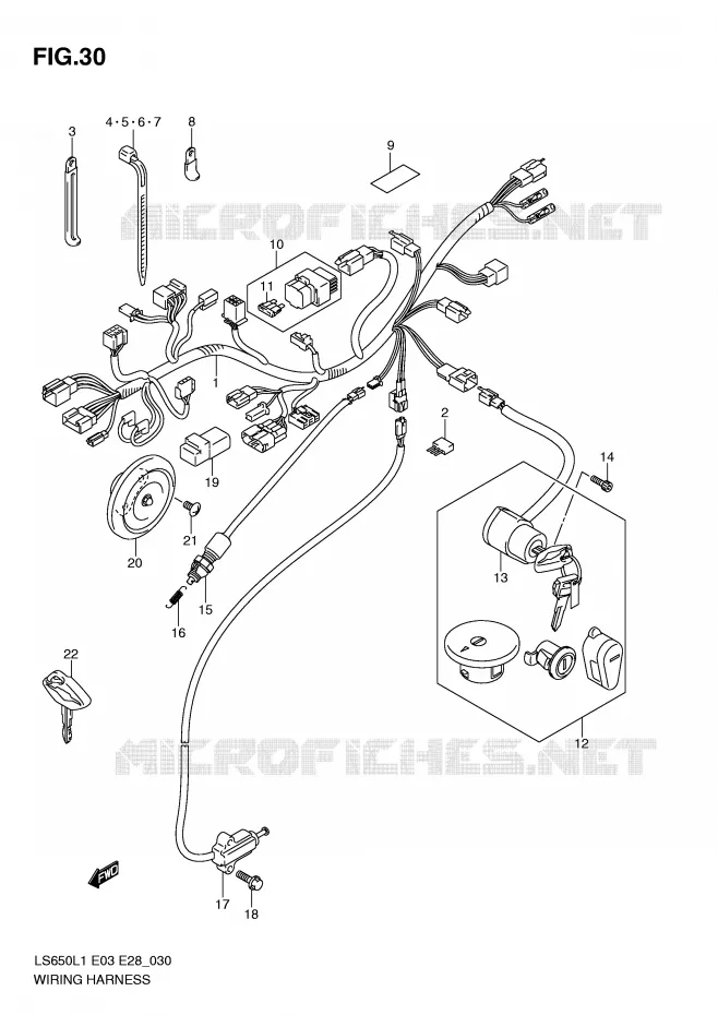 FAISCEAU ELECTRIQUE (LS650L1 E3) Suzuki MOTO 650 BOULEVARD 2011  LS650L1(E3/E28)