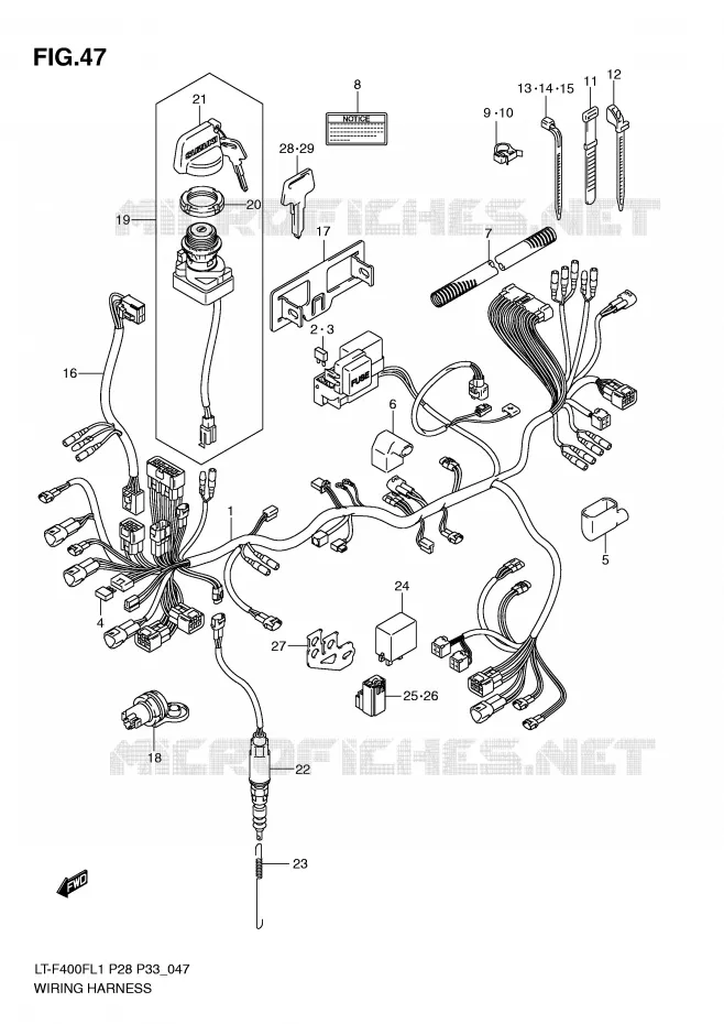 FAISCEAU ELECTRIQUE (LT-F400FL1 P33) Suzuki QUAD 400 KINGQUAD 2011  LT-F400FZL1(P28/P33)
