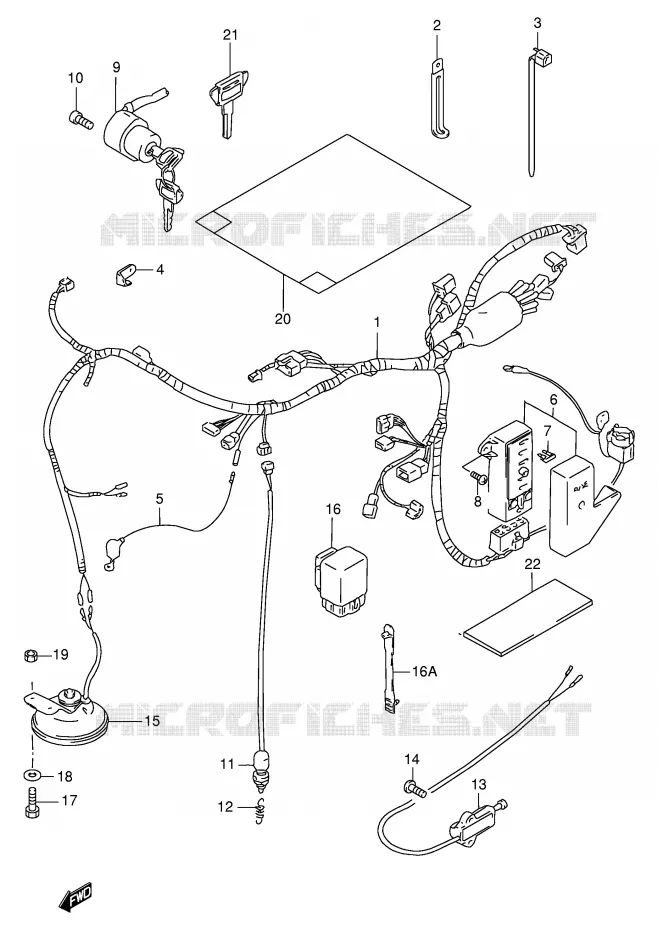 FAISCEAU ELECTRIQUE (MODELE T/V) Suzuki MOTO 600 INTRUDER 1996  VS600GLFT(E2)