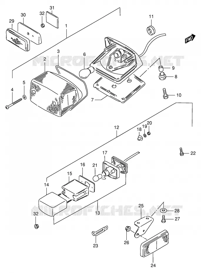 FEU ARRIERE (MODELE T) Suzuki MOTO 600 INTRUDER 1997  VS600GLUV(E2)