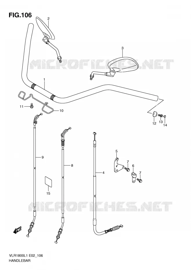 GUIDON (VLR1800TL1 E2) Suzuki MOTO 1800 INTRUDER 2011  VLR1800TL1(E2)