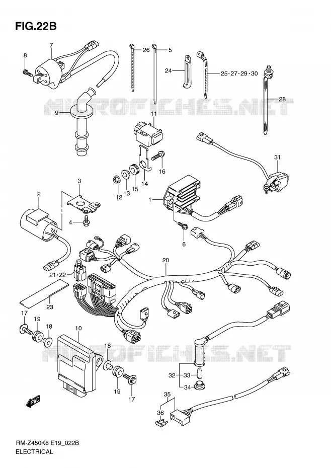 PARTIE ELECTRIQUE (RM-Z450L1) Suzuki MOTO 450 RM-Z 2012  RM-Z450L1(E19)