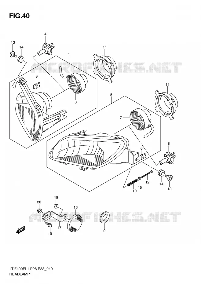 PHARE (LT-F400FZL1 P28) Suzuki QUAD 400 KINGQUAD 2011  LT-F400FZL1(P28/P33)