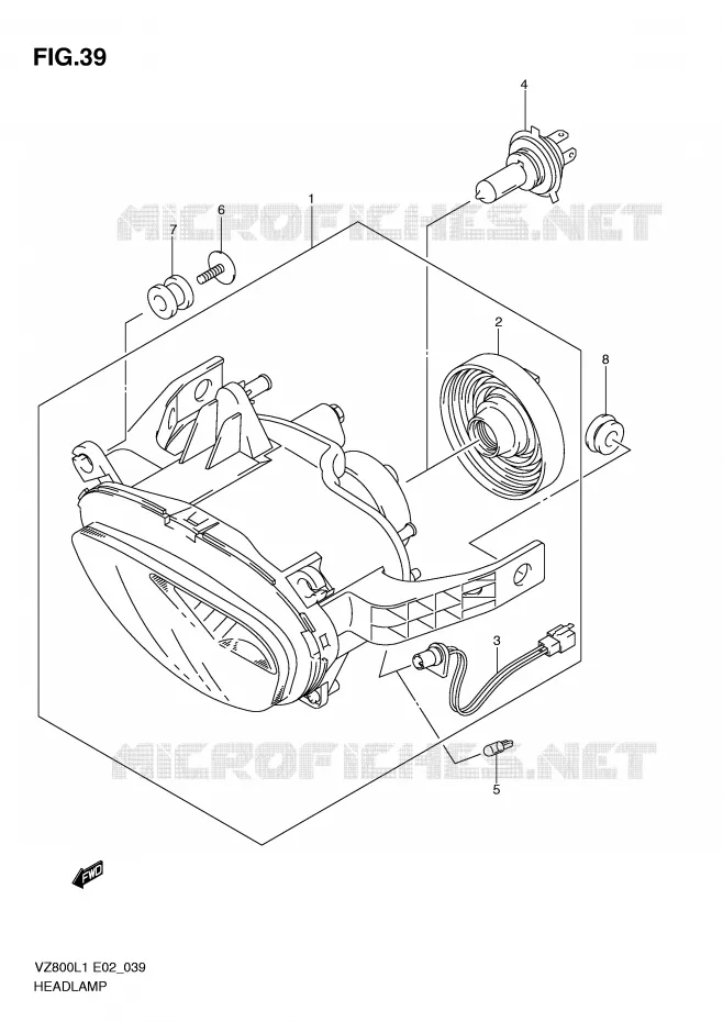 PHARE (VZ800UEL1 E19) Suzuki MOTO 800 MARAUDER 2011  VZ800UEL1(E2)