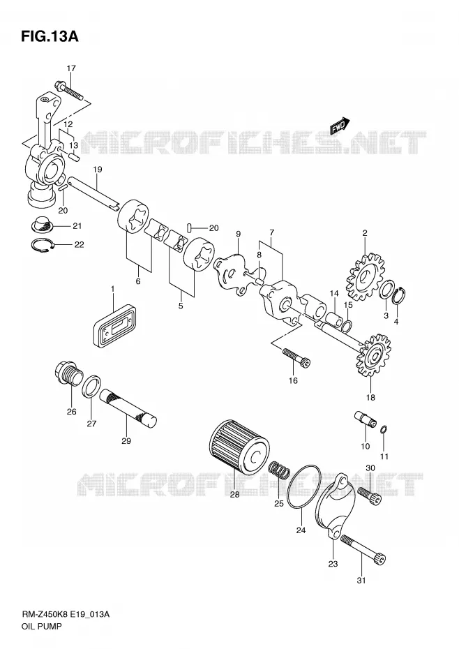 POMPE A HUILE (RM-Z450L1) Suzuki MOTO 450 RM-Z 2011  RM-Z450L1(E19)