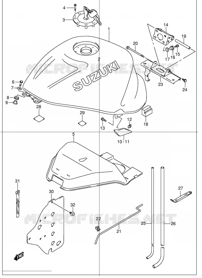 RESERVOIR D'ESSENCE (MODELE K2) Suzuki MOTO 1300 HAYABUSA 2003  GSX1300RZK3(E2)