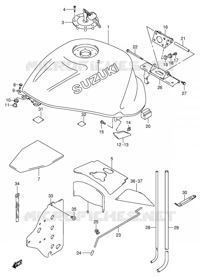 RESERVOIR D'ESSENCE (MODELE Y) Suzuki MOTO 1300 HAYABUSA 2003  GSX1300RK3(E2)