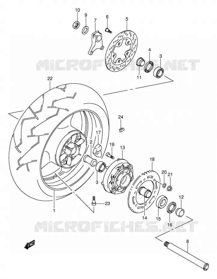 ROUE ARRIERE Suzuki MOTO 1300 HAYABUSA 2000  GSX1300RU2Y(E2)