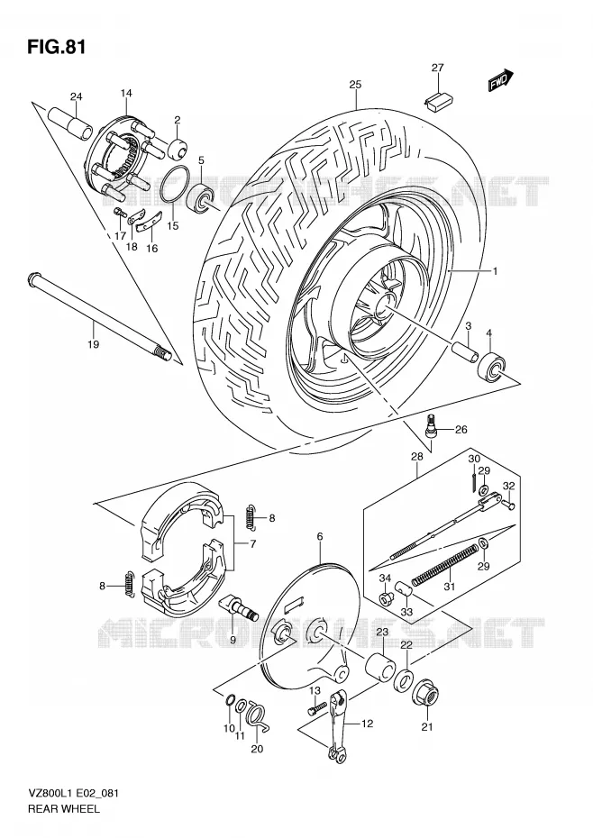 ROUE ARRIERE Suzuki MOTO 800 MARAUDER 2011  VZ800L1(E2)