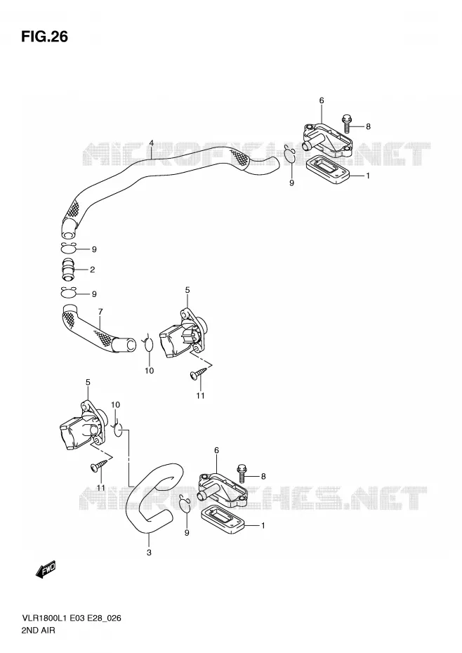 SYSTÈME DE RECYCLAGE GAZ D'ECHAPPEMENT Suzuki MOTO 1800 INTRUDER 2011  VLR1800L1(E3/E28)