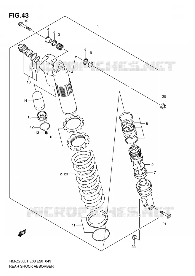 AMORTISSEUR ARRIERE (RM-250L1 E28) Suzuki MOTO 250 RM-Z 2011  RM-Z250L1(E3/E28)
