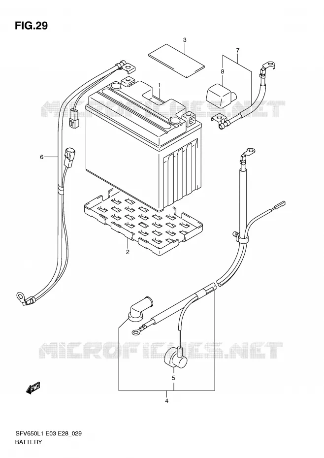 BATTERIE (SFV650L1 E28) Suzuki MOTO 650 GLADIUS 2011  SFV650L1(E3/E28)