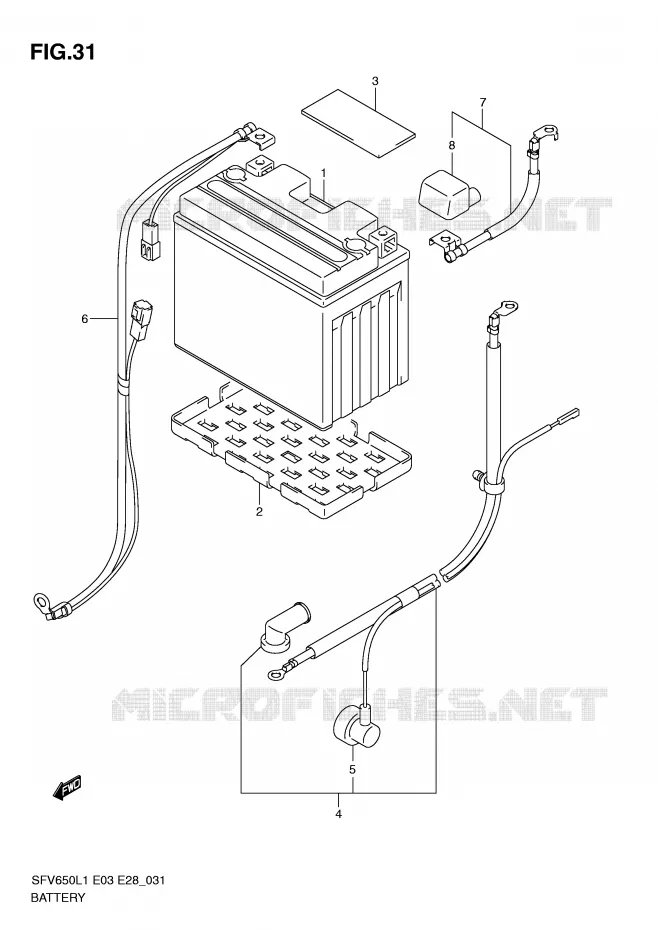 BATTERIE (SFV650L1 E33) Suzuki MOTO 650 GLADIUS 2011  SFV650AL1(E3/E28)