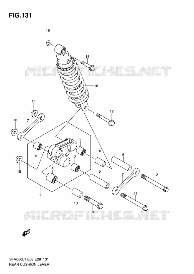 BIELLETTE DE SUSPENSION ARRIERE (SFV650AL1 E28) Suzuki MOTO 650 GLADIUS 2011  SFV650L1(E3/E28)