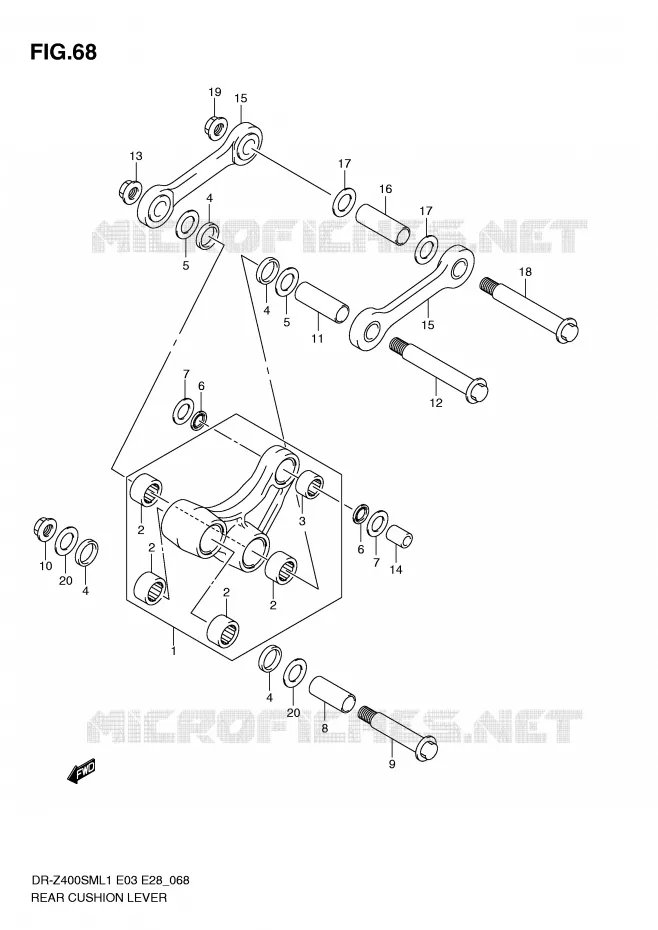 BIELLETTE DE SUSPENSION ARRIERE Suzuki MOTO 400 DR-Z 2011  DR-Z400SML1(E3/E28)