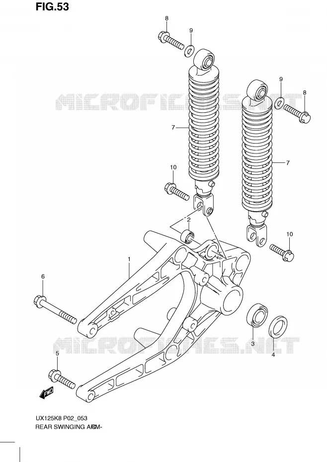 BRAS OSCILLANT ARRIERE Suzuki SCOOTER 125 SIXTEEN 2010  UX125L0(P02)