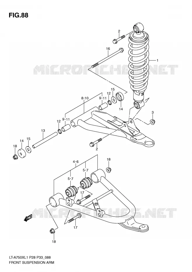 BRAS SUSPENSION AVANT Suzuki QUAD 750 KINGQUAD 2011  LT-A750XL1(P28/P33)