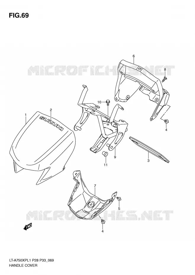 CARENAGE DE GUIDON (LT-A750XPL1 P33) Suzuki QUAD 750 KINGQUAD 2011  LT-A750XPL1(P28/P33)